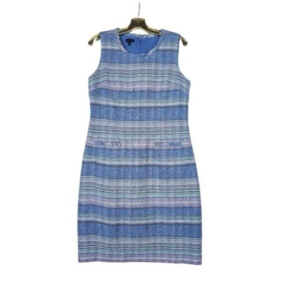 Talbots Sheath DressTextured Tweed in Pastel Pockets Size 6 Sleeveless